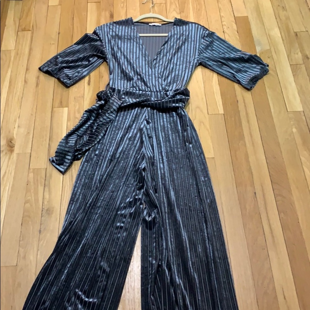 Zara wide leg velvet jumpsuit